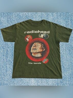 Gildan Radiohead The Bends Graphic T-Shirt Military Green For Unisex